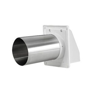 Lambro 606WTP-R 6 Inch White Plastic Fresh Air Wall Intake Vent (Hood Style) – Hinged Screen – (No Damper) – 11 Inch Pipe (Retail)