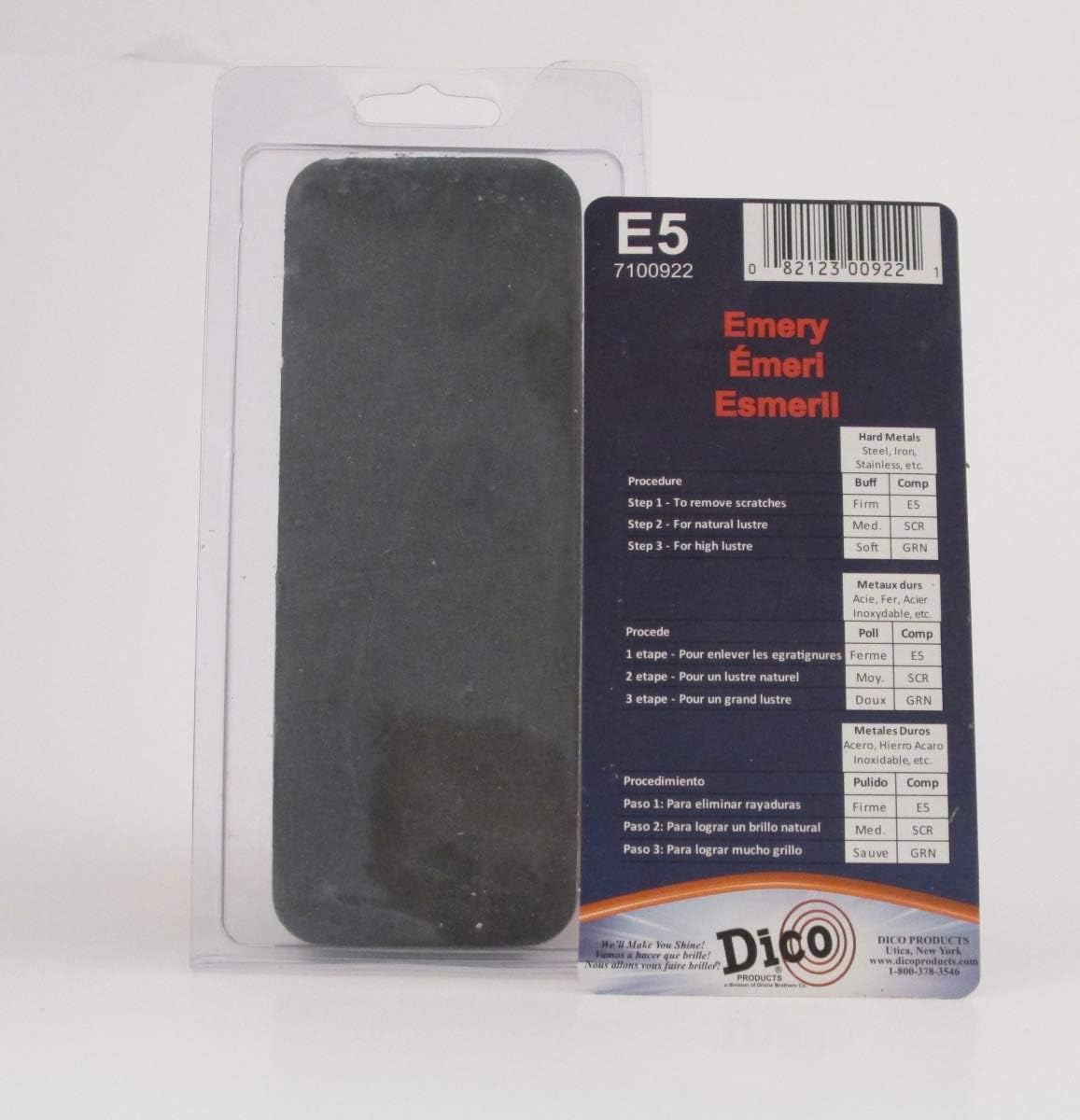 Dico 7100922 E5 Emery Buffing Compound, Black, Brick