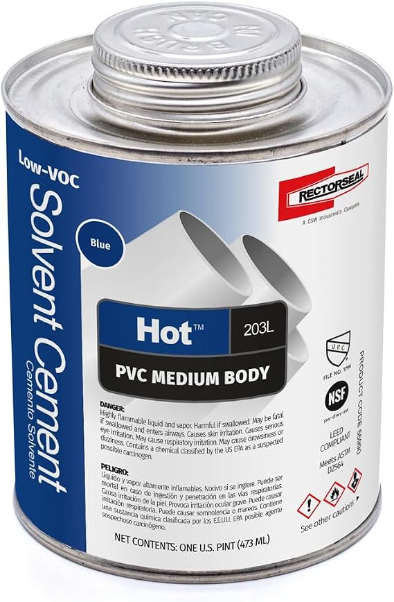 Rectorseal 55990 Hot 203 Low Voc PVC Hot, 1 pt.