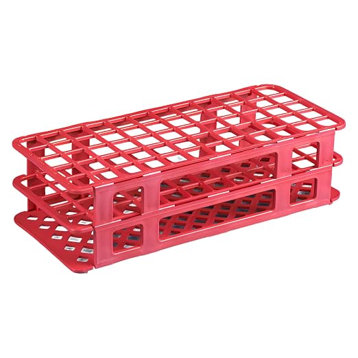 Globe Scientific 456510 Snap-N-Rack Tube Rack for 16mm and 17mm Tubes 60-Place PP Red