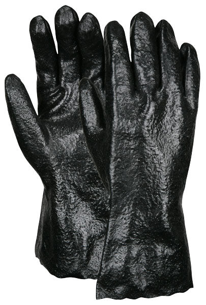 MCR Safety 6212R PVC Coated Work Gloves Single Dipped with Rough Black PVC Soft Interlock Lining 12-Inch Length (1 DZ)