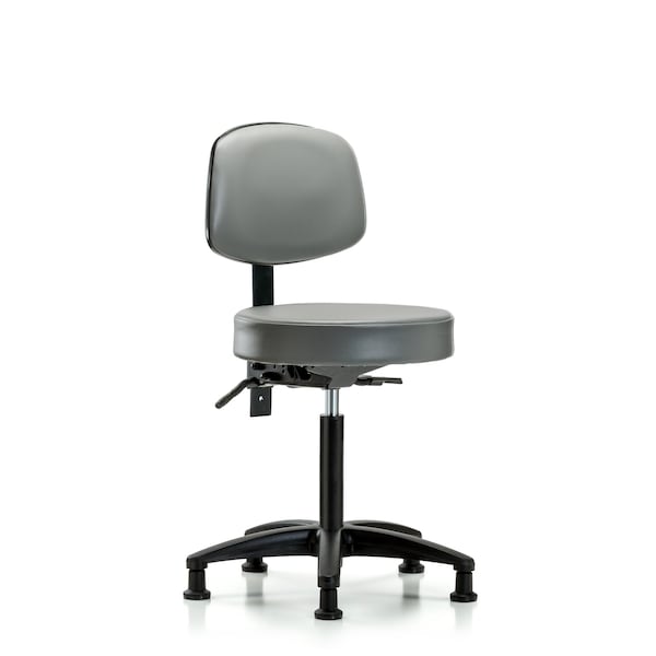 Blue Ridge Ergonomics VMBST-RG-T1-NF-RG-8840 Rutledge Vinyl Stool with Back - Medium Bench Height with Seat Tilt & Stationary Glides in Sterling Supernova™ Vinyl