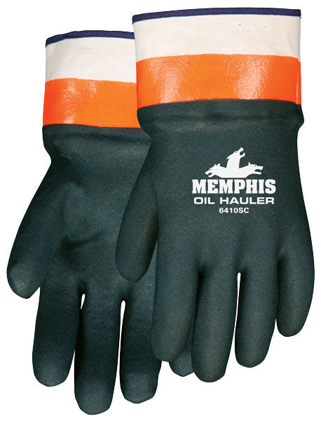 MCR Safety 6410SC MCR Safety Oil Hauler Double Dipped Green PVC Work Gloves Soft Jersey Lining Protective Safety Cuff (1 DZ)