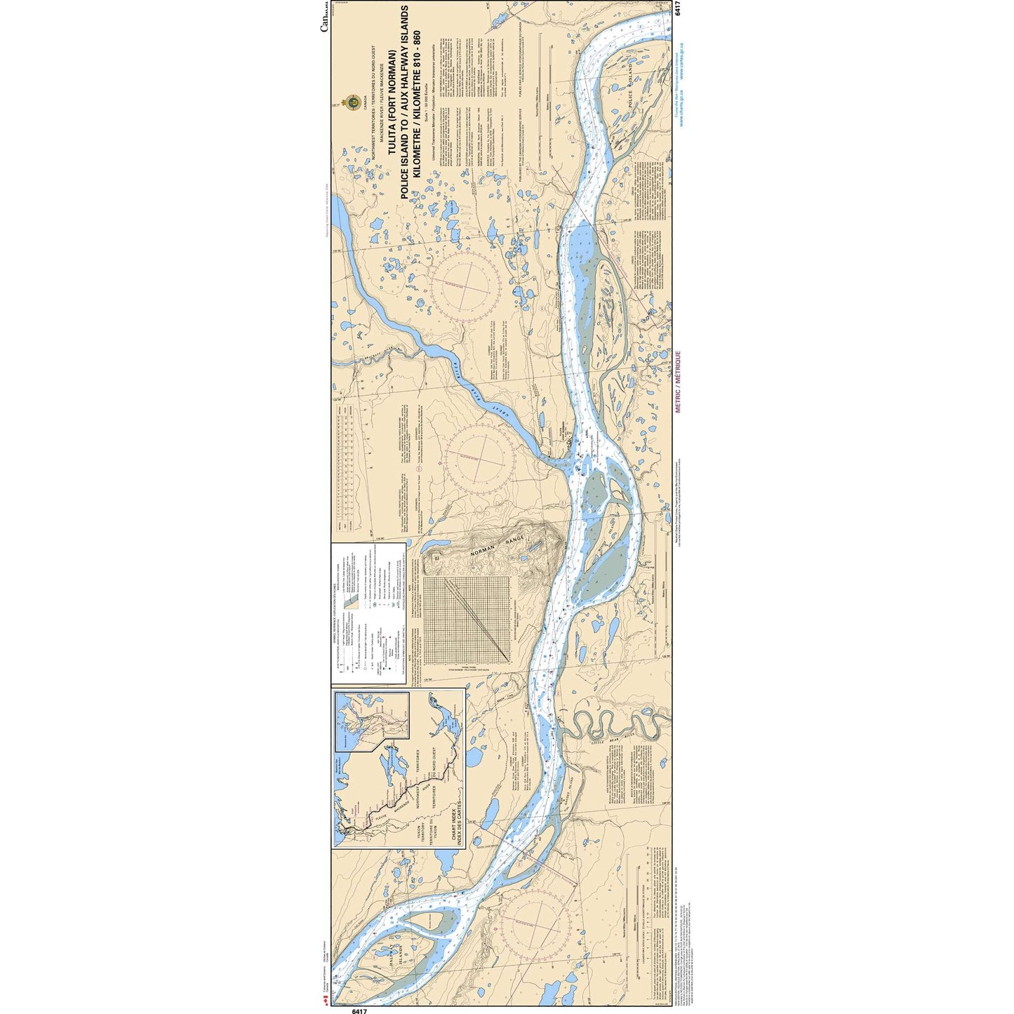 Paradise Clay CAN6417 CHS Chart Tulita (Fort Norman), Police Island to/aux Halfway Islands Kilometre 810 / kilometre 860