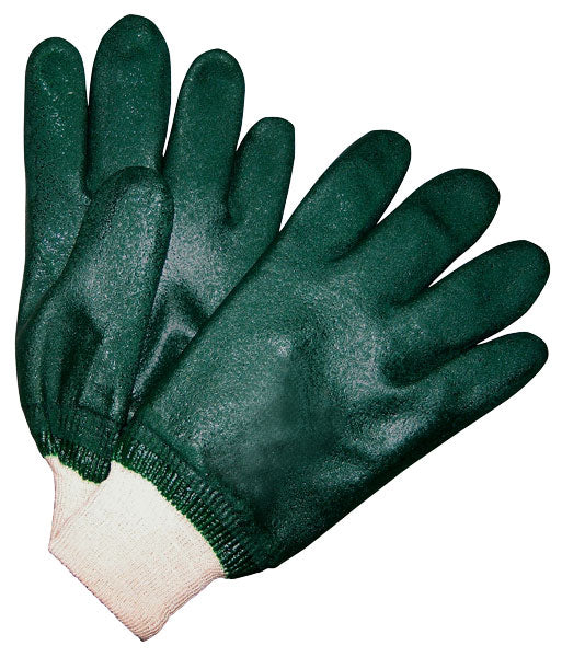MCR Safety 6420 PVC Coated Work Gloves Double Dipped with Sandy Green PVC Soft Jersey Lining Comfortable Knit Wrist (1 DZ)