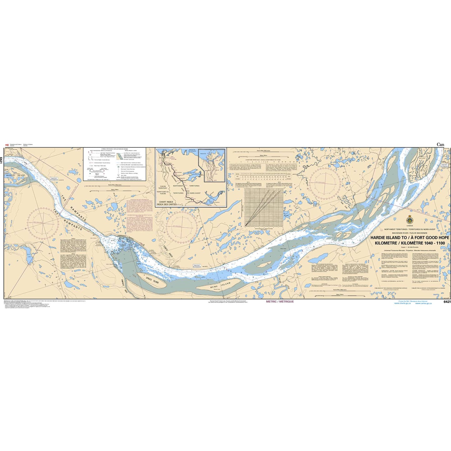 Paradise Clay CAN6421 CHS Chart Hardie Island to/ Fort Good Hope Kilometre 1040 / Kilometre 1100