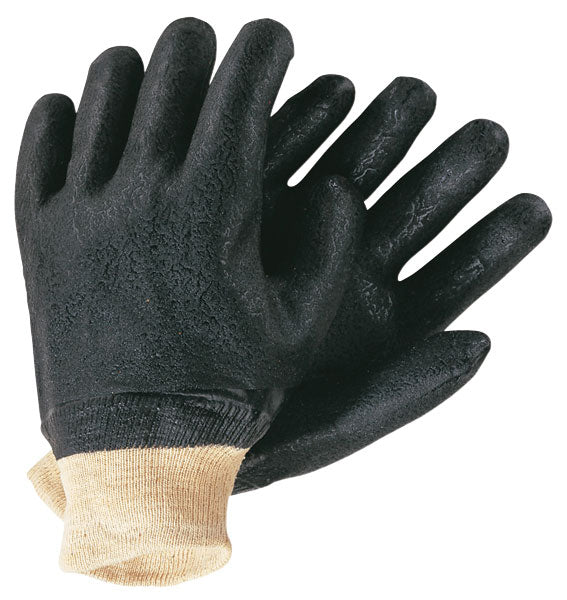 MCR Safety 6500S PVC Coated Work Gloves Double Dipped with Textured Black PVC Soft Interlock Lining Comfortable Knit Wrist (1 DZ)