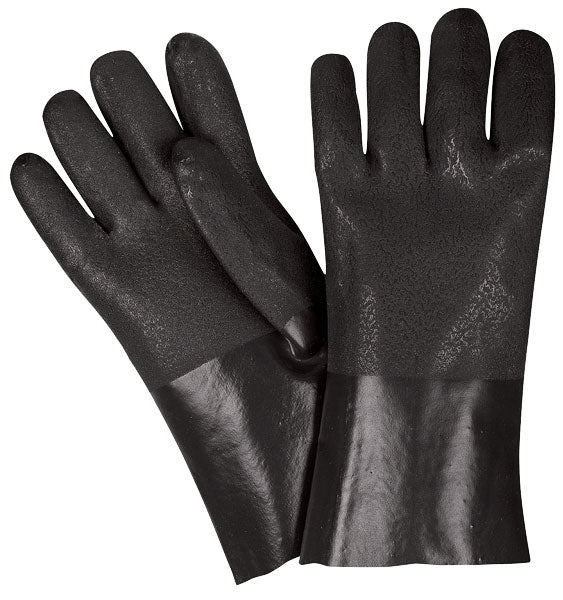 MCR Safety 6512SJ PVC Coated Work Gloves Double Dipped with Textured Black PVC Soft Jersey Lining 12 Inch Length (1 DZ)