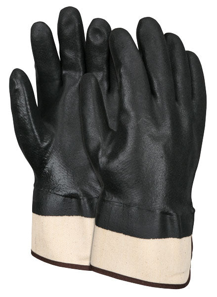 MCR Safety 6521SC PVC Coated Work Gloves Double Dipped with Sandy Black PVC Soft Jersey Lining Safety Cuff (1 DZ)