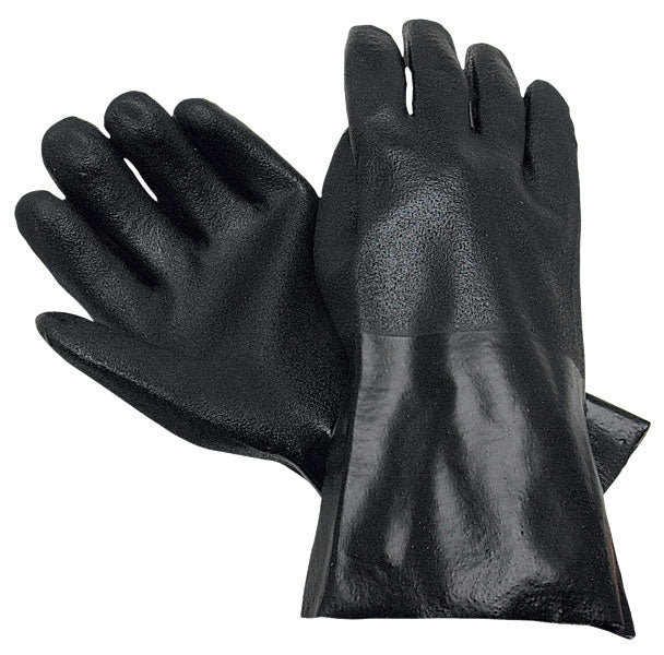 MCR Safety 6522S PVC Coated Work Gloves Double Dipped with Sandy Black PVC Soft Interlock Lining 12 Inch Length (1 DZ)