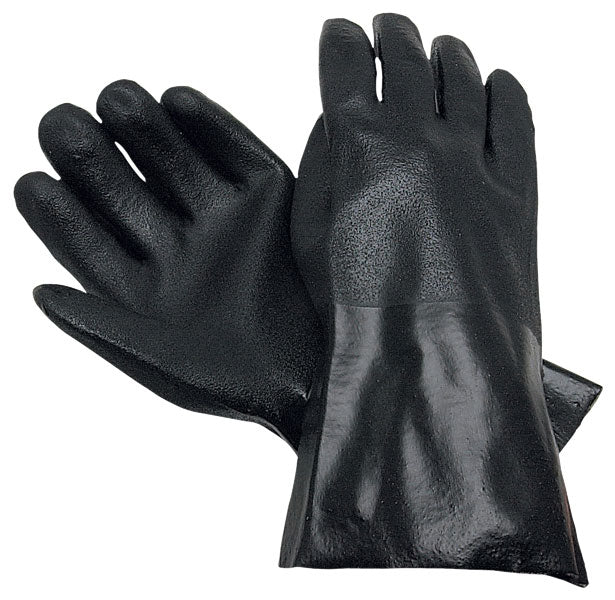 MCR Safety 6524S PVC Coated Work Gloves Double Dipped with Sandy Black PVC Soft Interlock Lining 14 Inch Length (1 DZ)