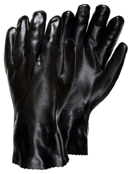 MCR Safety 6524SJ PVC Coated Work Gloves Double Dipped with Sandy Black PVC Soft Jersey Lining 14 Inch Length (1 DZ)