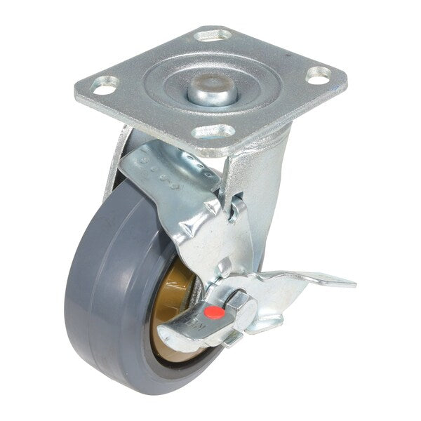 Vestil CST-KSM-5X2MR-SWB Rubber Swivel With Brake Caster 5 In. Diameter x 2 In. Width 661 Lb. Capacity Dark Gray/Gold