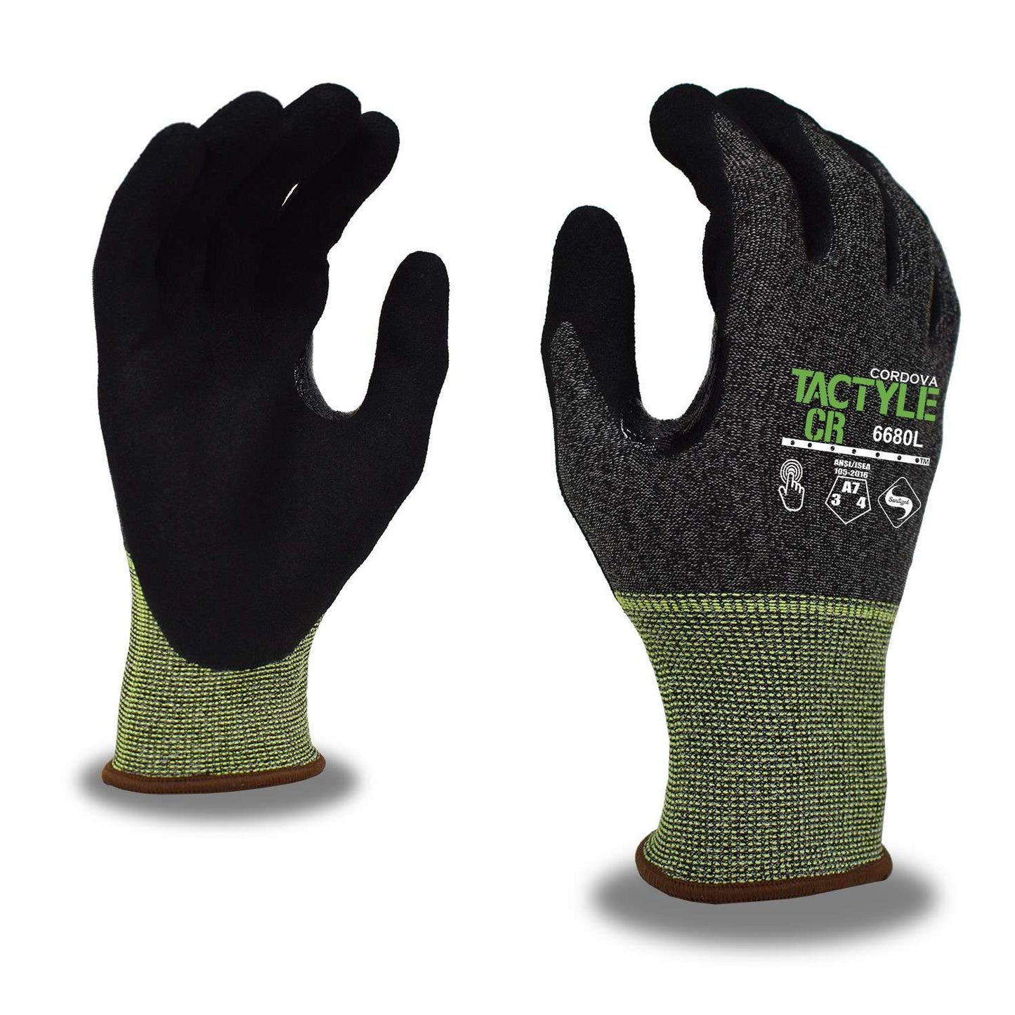 Cordova Safety 6680S TACTYLE CR™: 21-GAUGE, HPPE/TUNGSTEN STEEL, ANSI/ISEA 105-2016 CUT LEVEL A7