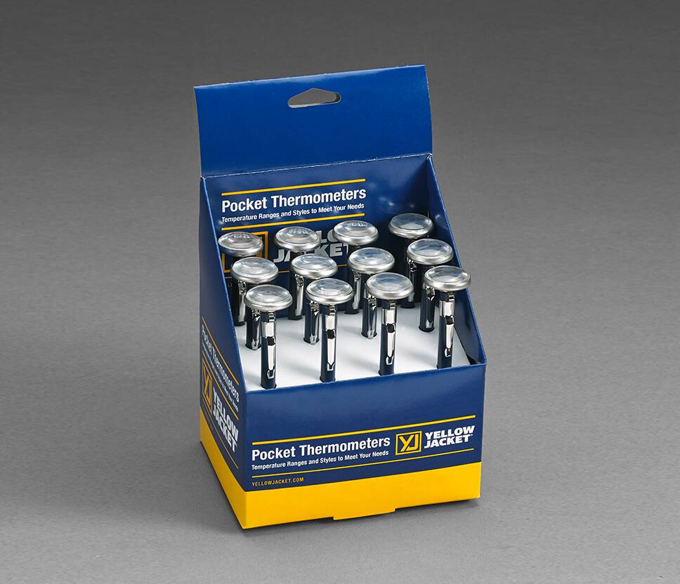 Yellow Jacket 69253 Pocket Dial Thermometer – 1" Dial, 50°F to 550°F, 5" Stainless Steel Stem, 12 Pack HVAC Refrigeration