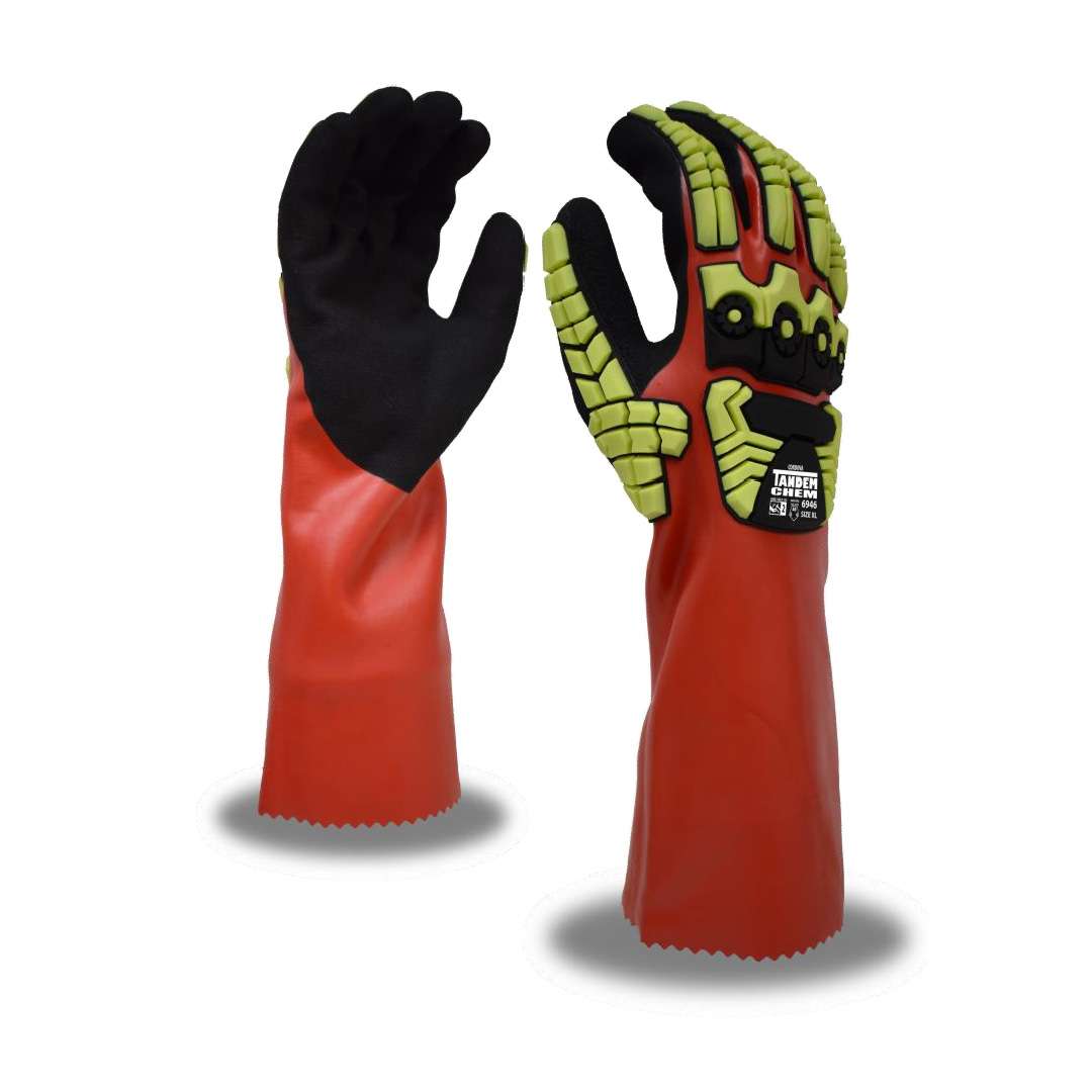 Cordova Safety 6946XXL TANDEM CHEM™, TWO-LAYER RED/BLACK SANDY NITRILE COATING, 18-GAUGE HPPE/GLASS LINING, CUT LEVEL A6