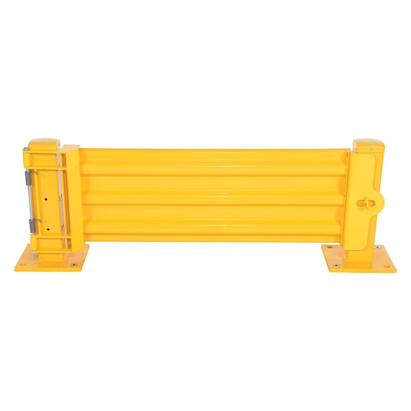 Vestil GR-F3R-GBS-4-YL Steel Hinged Guard Rail 41.875 In. Length 3 Ribbed Gate Yellow