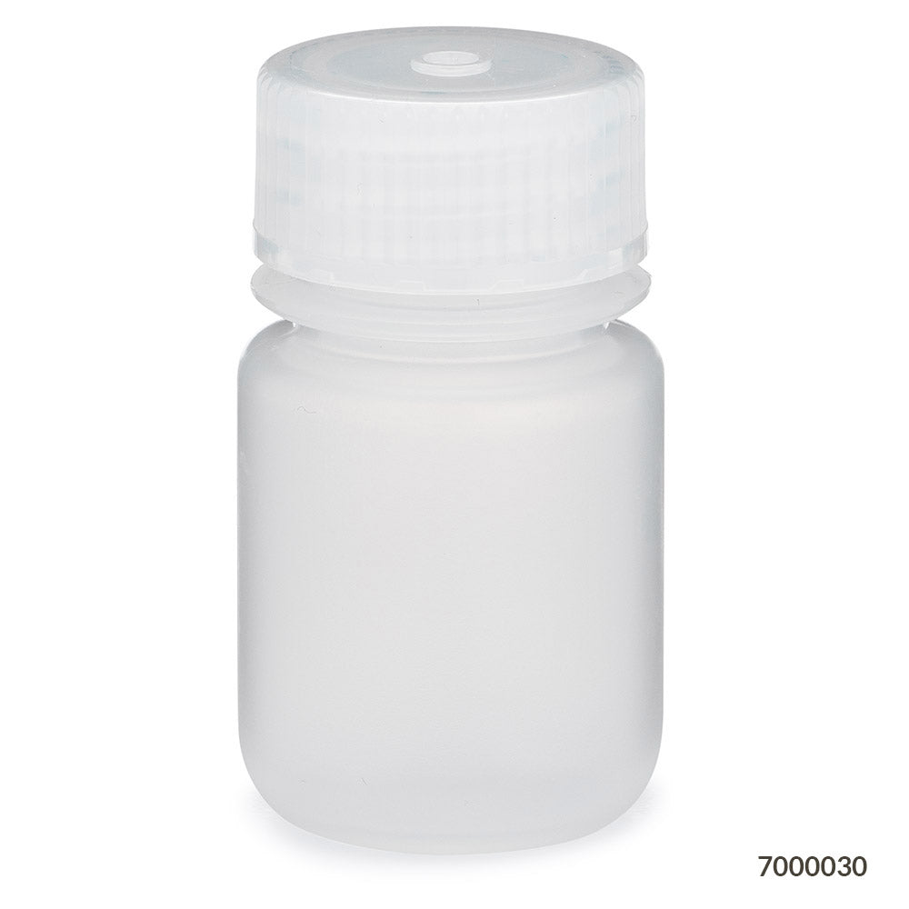 Globe Scientific 7000030 Bottle Wide Mouth PP Bottle Attached PP Screw Cap 30mL 12/Pack