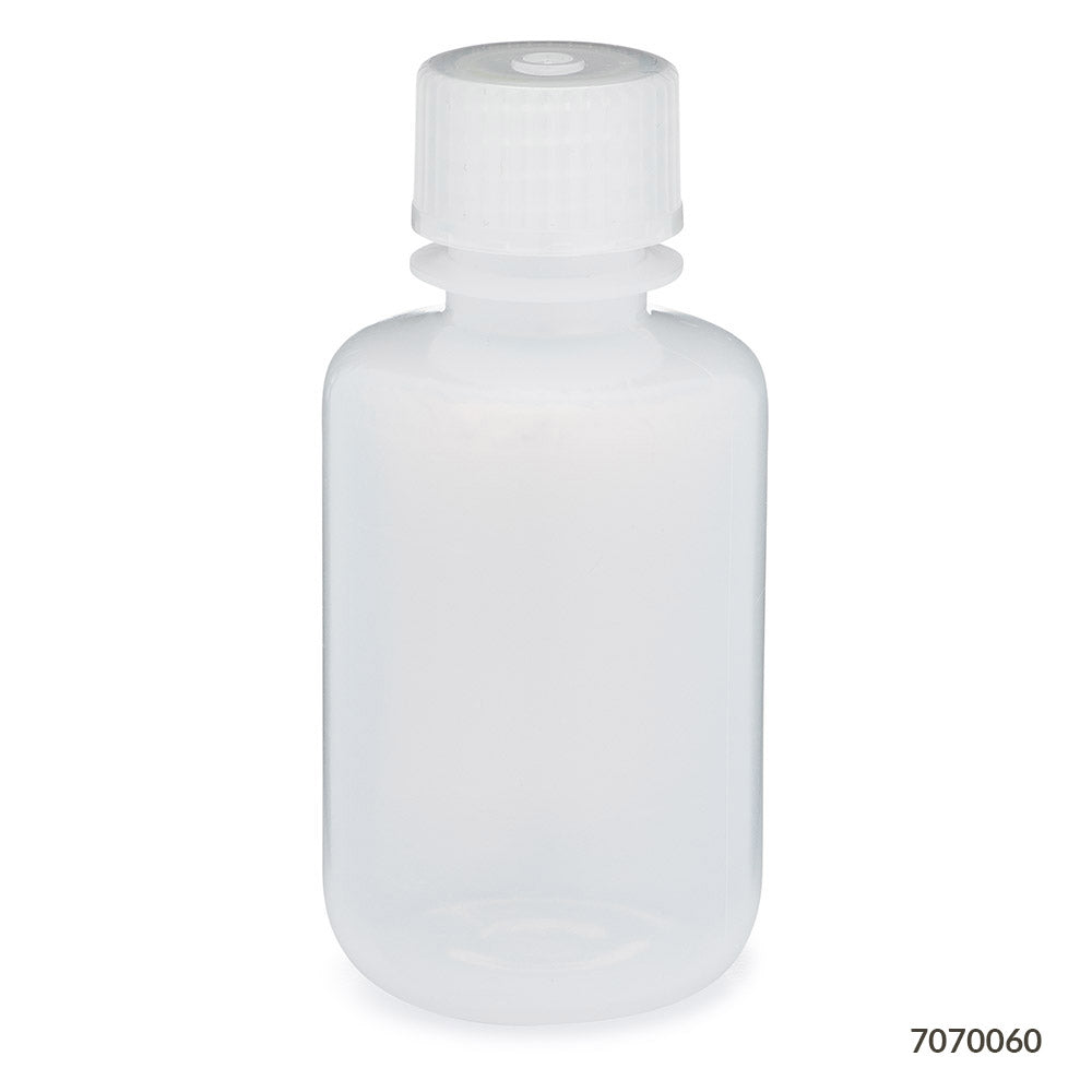 Globe Scientific 7070060 Bottle Narrow Mouth LDPE Bottle Attached PP Screw Cap 60mL 12/Pack