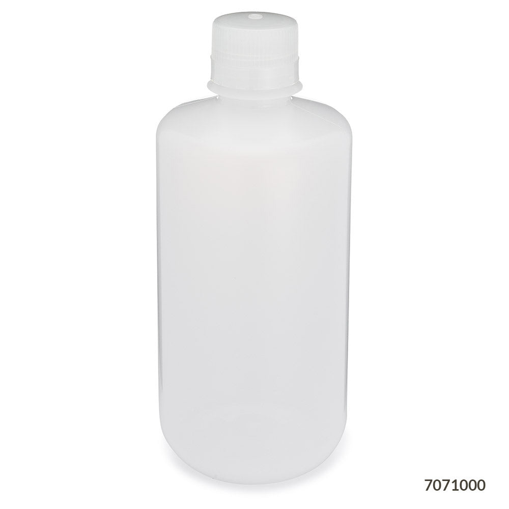 Globe Scientific 7071000 Bottle Narrow Mouth LDPE Bottle Attached PP Screw Cap 1000mL 6/Pack