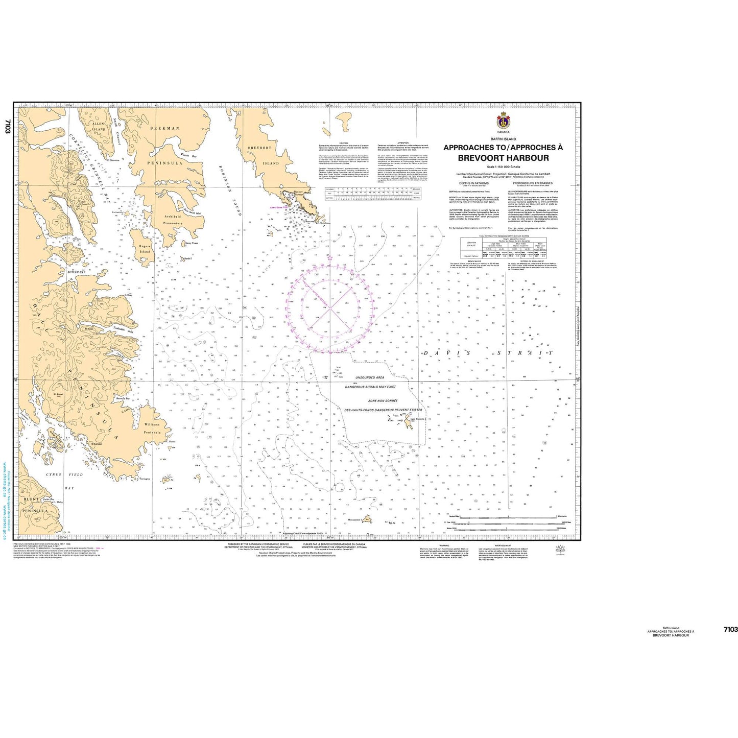 Paradise Clay CAN7103 CHS Chart Approaches to/Approches Brevoort Harbour