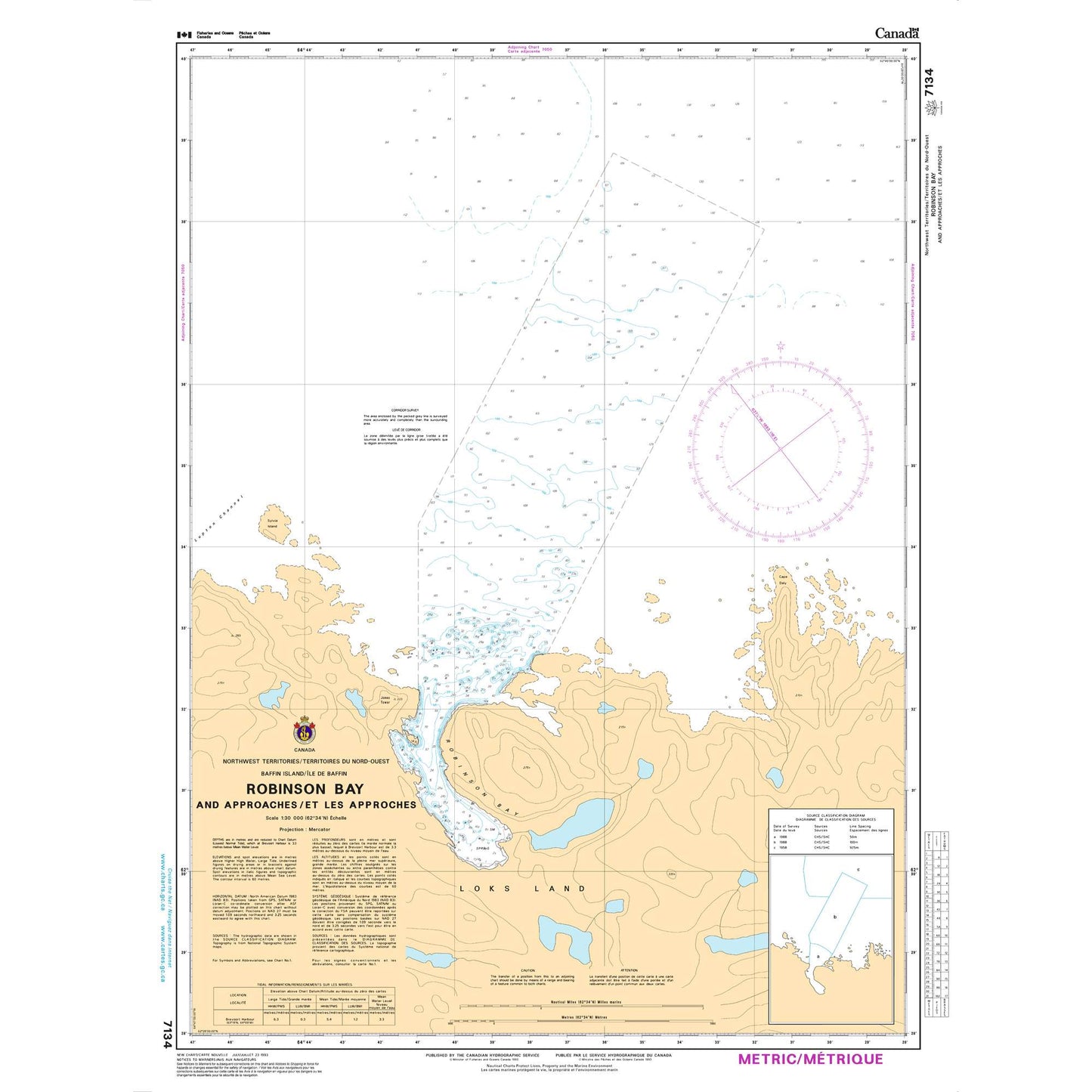 Paradise Clay CAN7134 CHS Chart Robinson Bay and Approaches/et les Approches