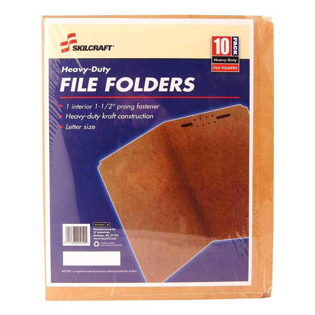 AbilityOne 71503209191 Skilcraft Fastener Folder - Letter - 8.50" Width X 11" Length Sheet Size - 0.75" Expansion - 1 Fastener - 1.25" Fastener Capacity - Paperboard - Kraft - Recycled - 10/Pack