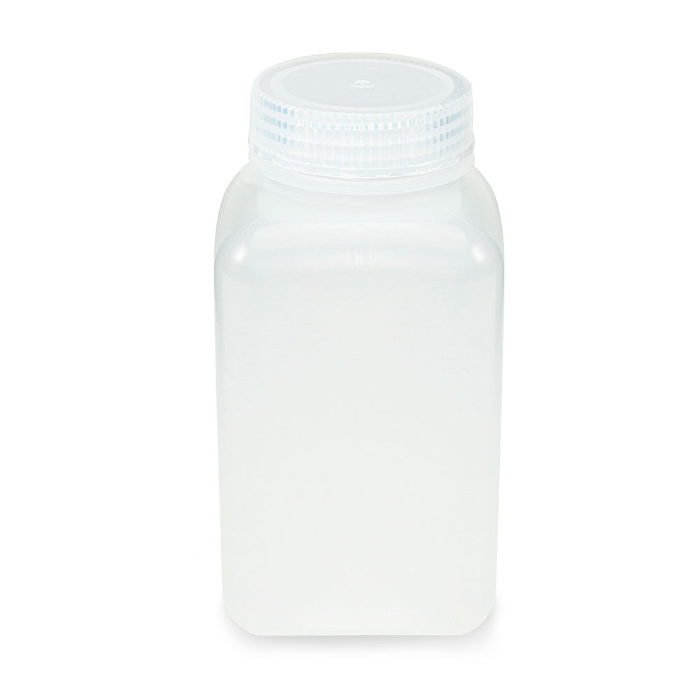 Globe Scientific 7160500 Bottle Wide Mouth Square PP Attached PP Screw Cap 500mL 12/Pack