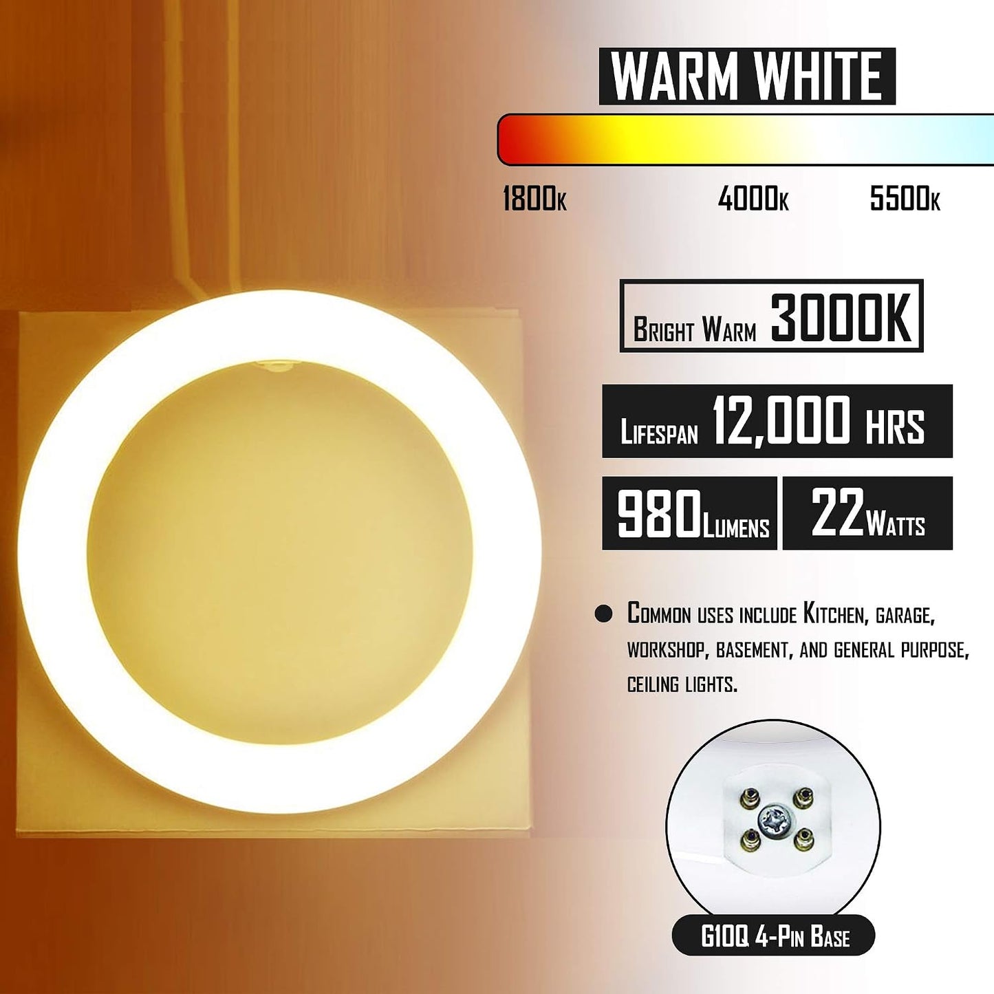 Feit Electric FC8T9/WW 8 in. 22W Warm White (3000K) 4-Pin T9 Fluorescent Circular CFL Bulb