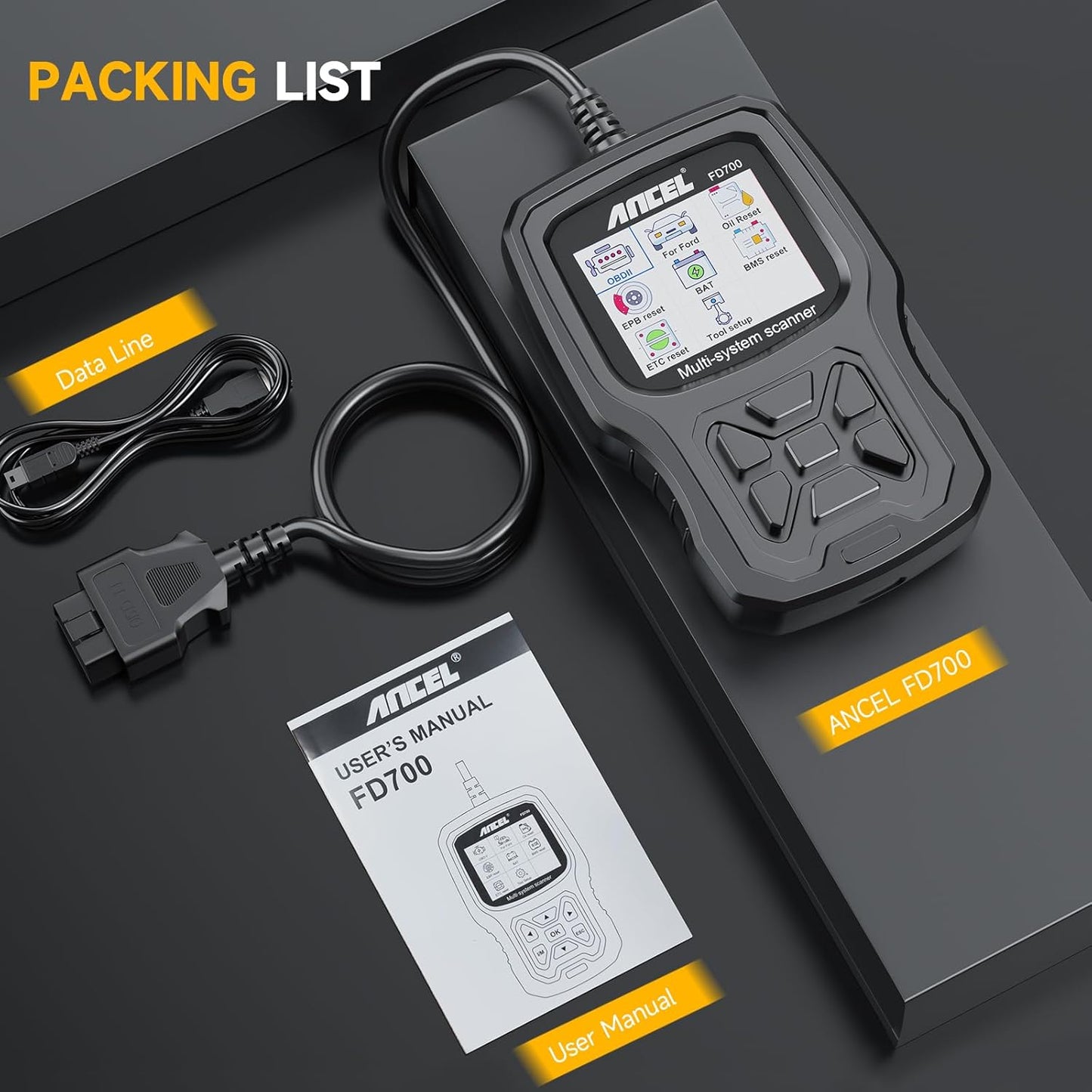 Ancel FD700 All-System OBD2 Diagnostic Scanner