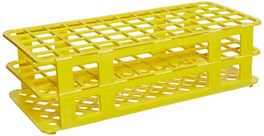 Globe Scientific 456506 Snap-N-Rack Tube Rack for 16mm and 17mm Tubes 60-Place PP Yellow