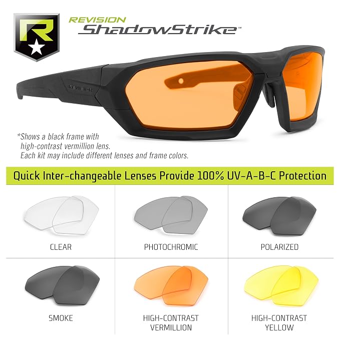 Revision Military 4-0750-0210 Shadowstrike Ballistic Sunglasses - Vermillion Deluxe Kit
