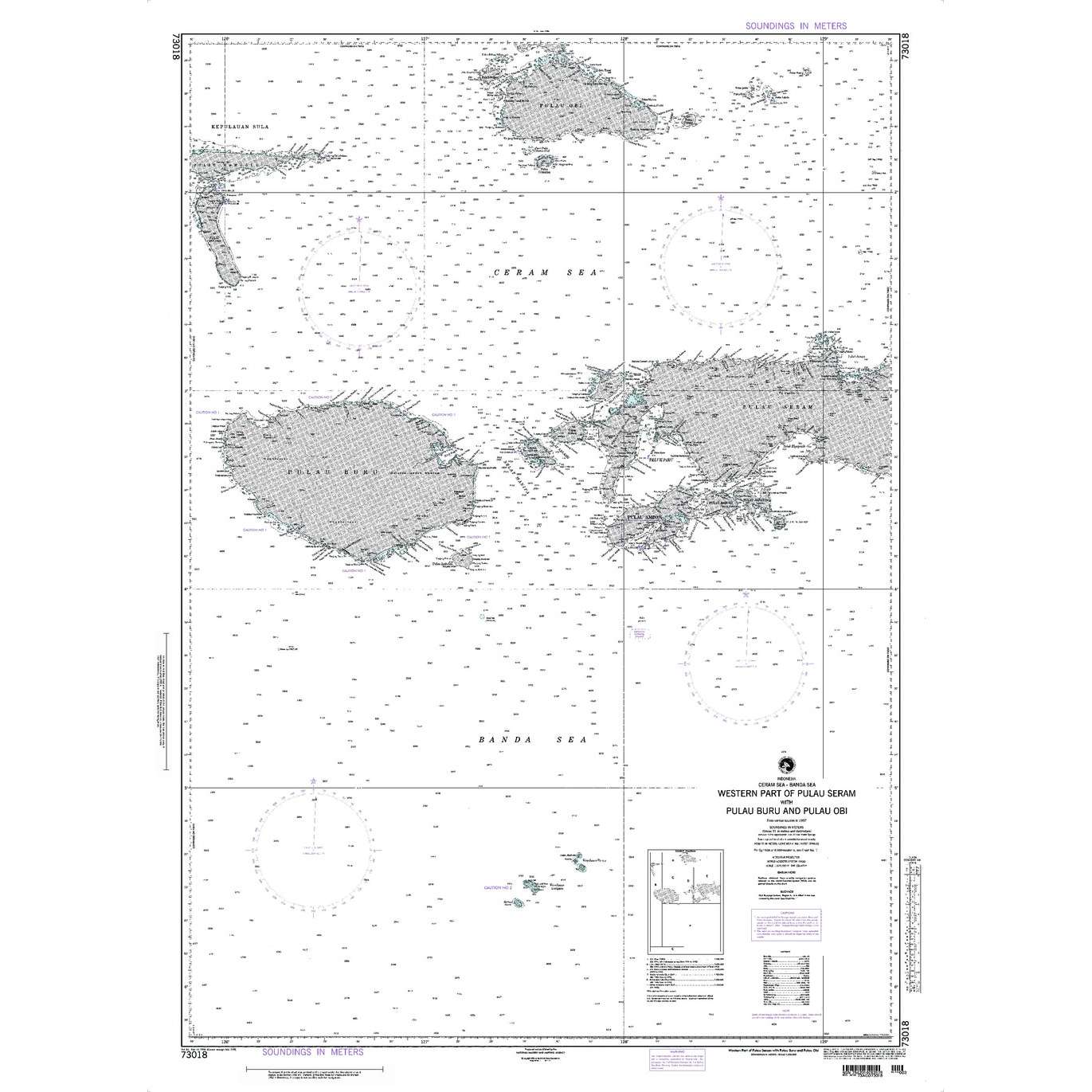 Paradise Clay NGA_73018 NGA Chart Western Part of Pulau Seram With Pulau Buru & Pulau Obi