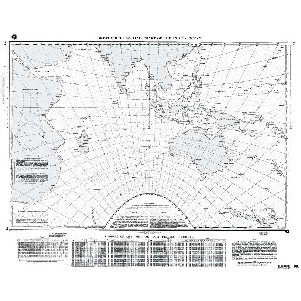 Paradise Clay NGA_74 NGA Chart Great Circle Sailing Chart of Indian Ocean