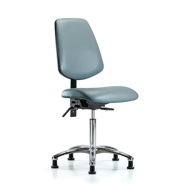 Blue Ridge Ergonomics VMBCH-MB-CR-T1-A0-NF-RG-8822 Rutledge Vinyl Chair Chrome - Medium Bench Height with Medium Back, Seat Tilt, & Stationary Glides in Storm Supernova™ Vinyl