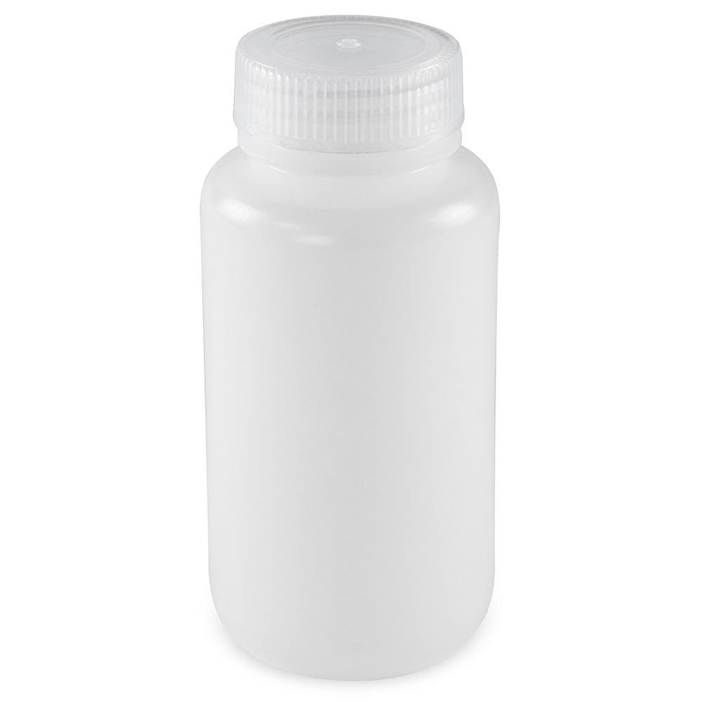 Globe Scientific 7510060BKS Bottle Wide Mouth Round HDPE with PP Closure 60mL Bulk Packed with Bottles and Caps Bagged Separately 1000/Case