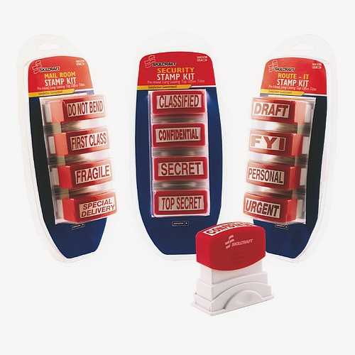 AbilityOne 7520014531965 4-Piece Stamp Kit - File Master Set