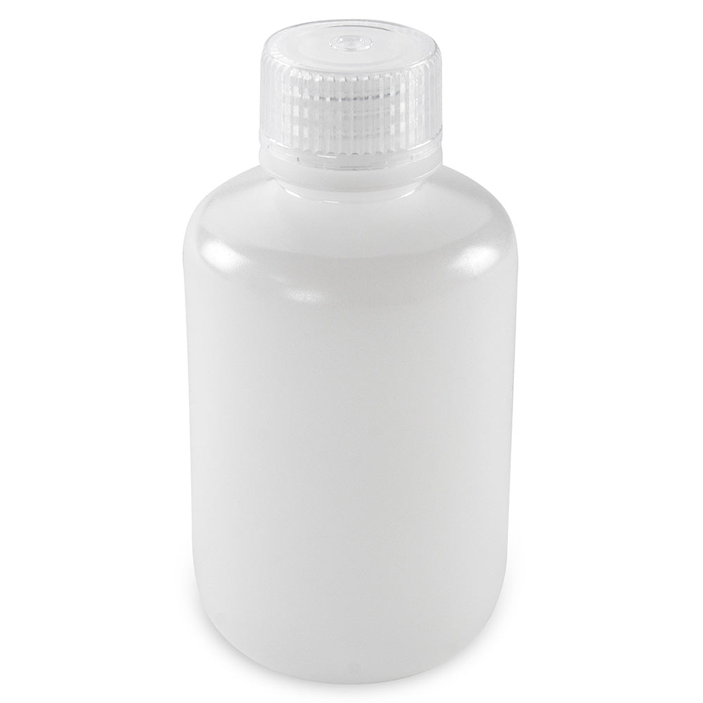 Globe Scientific 7560125BKS Bottle Narrow Mouth Boston Round HDPE with PP Closure 125mL Bulk Packed with Bottles and Caps Bagged Separately 500/Case