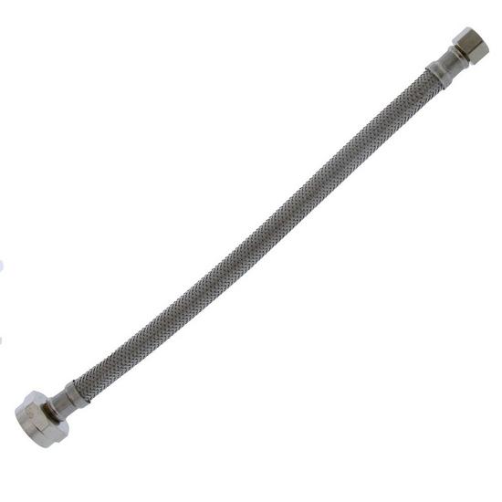Jones Stephens S04255 3/8" Compression x 7/8" BC x 12” Braided Stainless Steel Toilet Connector with Brass Nut