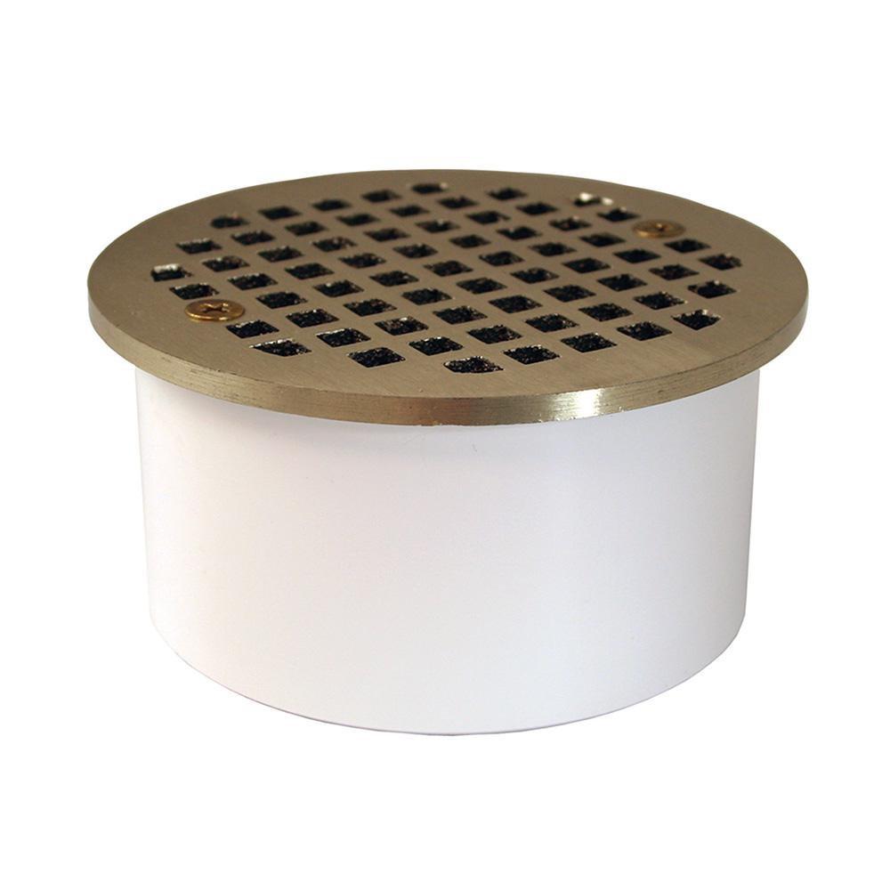 Jones Stephens D60140 4" PVC Inside Pipe Fit Drain with 4-1/2" Nickel Bronze Round Strainer