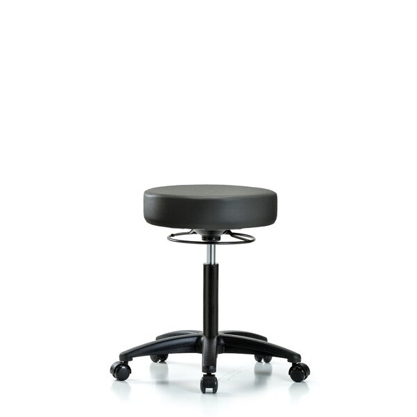 Blue Ridge Ergonomics VMBSO-RG-NF-RC-8823 Rutledge Vinyl Stool without Back - Medium Bench Height with Casters in Carbon Supernova™ Vinyl