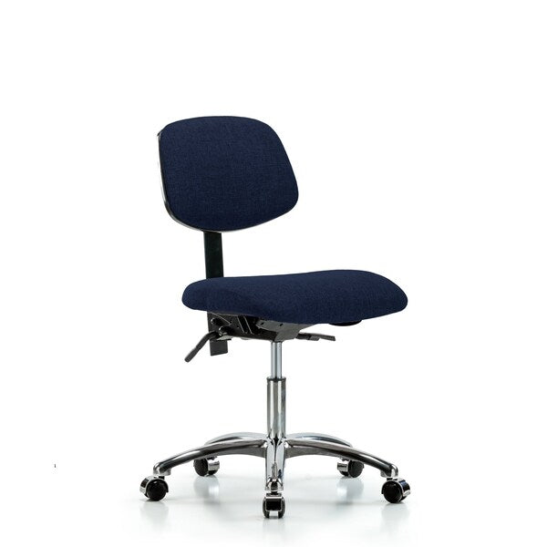 Blue Ridge Ergonomics FDHCH-CR-T0-A0-CC-F45 Rutledge Fabric Chair Chrome - Desk Height with Casters in Navy Fabric