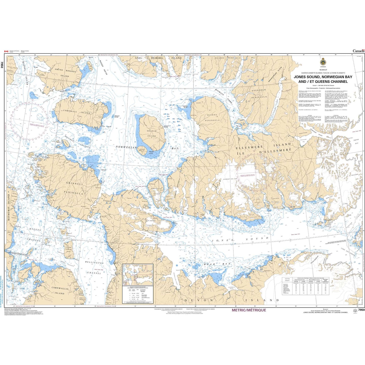 Paradise Clay CAN7950 CHS Chart Jones Sound,Norwegion Bay and Queens Channel