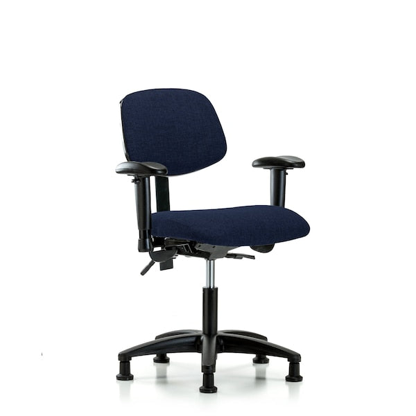 Blue Ridge Ergonomics FDHCH-RG-T0-A1-RG-F45 Rutledge Fabric Chair - Desk Height with Adjustable Arms & Stationary Glides in Navy Fabric