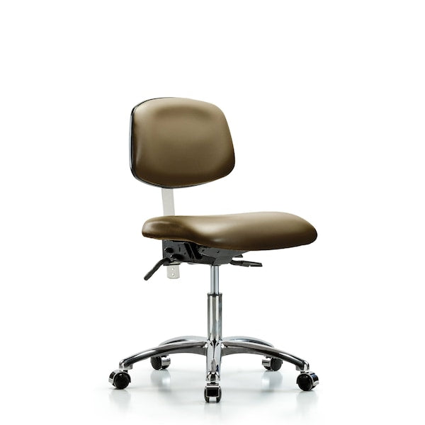 Blue Ridge Ergonomics NCR-VDHCH-CR-T1-A0-CC-8809 Class 100 Vinyl Clean Room Chair - Desk Height with Seat Tilt & Casters in Taupe Supernova™ Vinyl