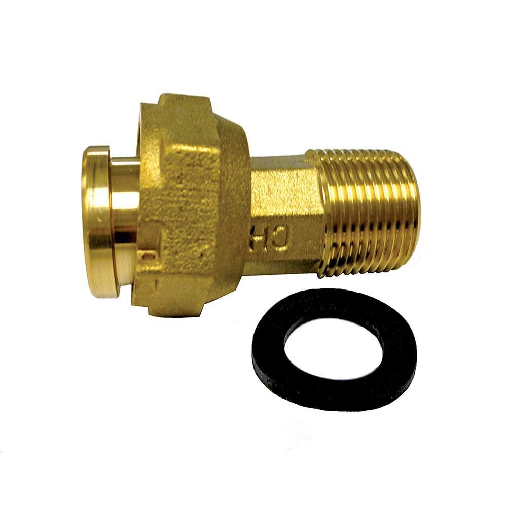 Jones Stephens M20075 3/4" Water Meter Coupling Complete with Gasket, 1" NPSM, 2-1/2" Length, 3/4" NPT