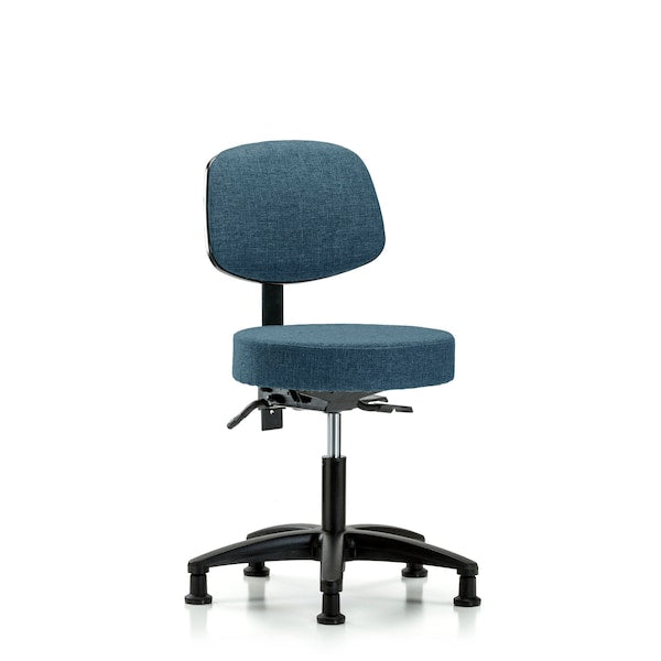 Blue Ridge Ergonomics FDHST-RG-T0-RG-F43 Rutledge Fabric Stool with Back - Desk Height with Stationary Glides in Blue Fabric
