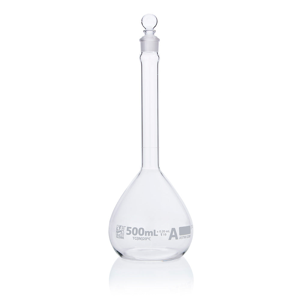 Globe Scientific 8200500 Flask Volumetric Globe Glass 500mL Class A To Contain (TC) ASTM E288 6/Box