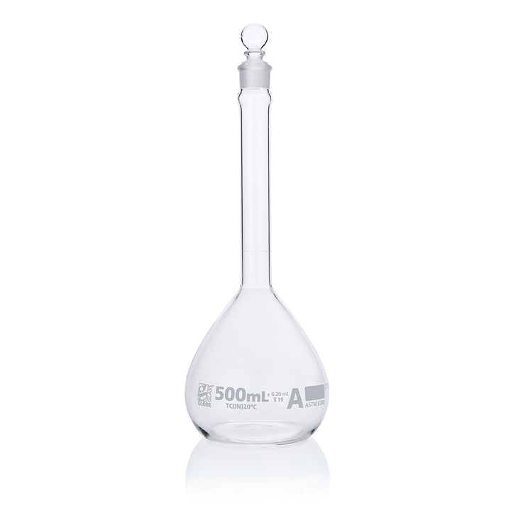 Globe Scientific 8200250 Flask Volumetric Globe Glass 250mL Class A To Contain (TC) ASTM E288 6/Box