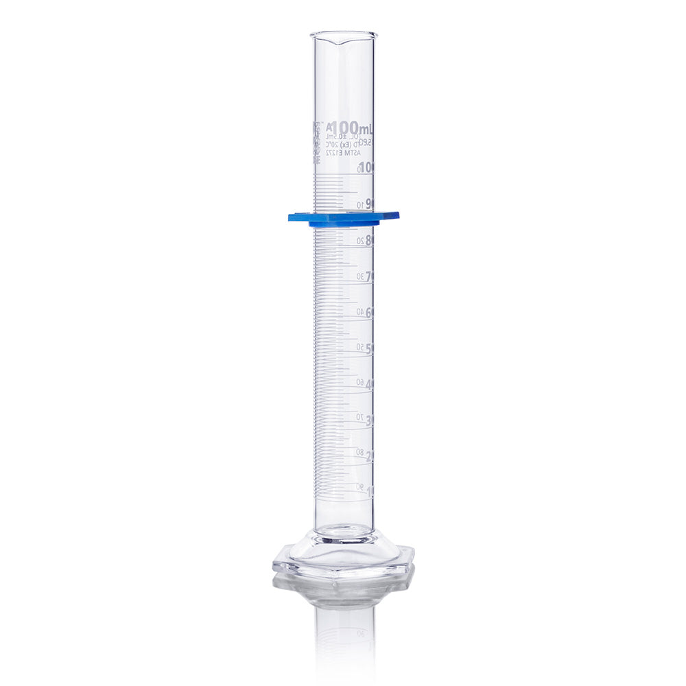 Globe Scientific 8300100 Cylinder Graduated Globe Glass 100mL Class A To Deliver (TD) Dual Grads ASTM E1272 1/Box